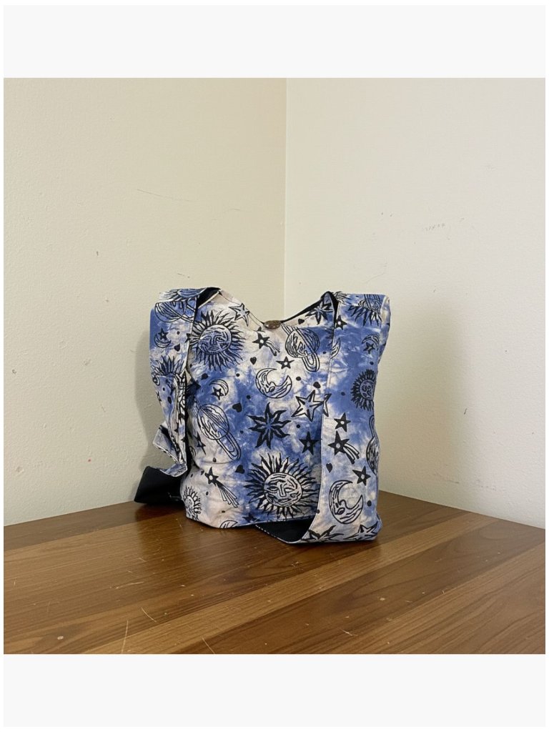Cotton Celestial Crossbody Bag With Zipper Pocket